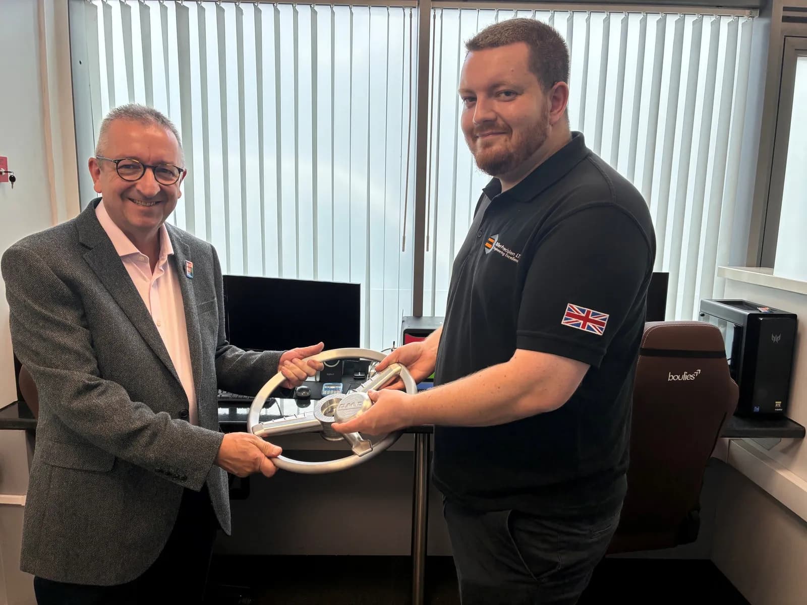 Councillor Gary Sumner (left), Leader of Swindon Borough Council with Will Casey, Director and Co-Founder of Billet Precision